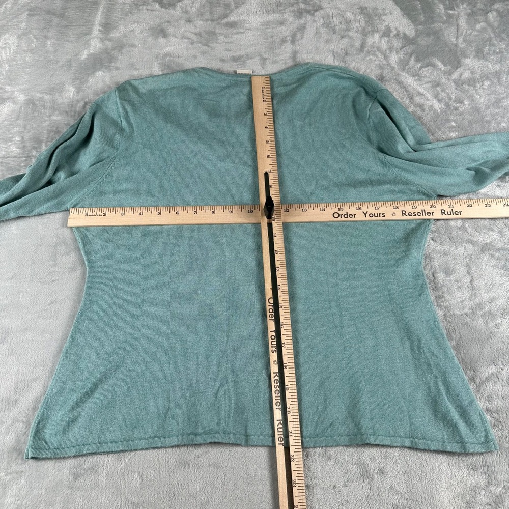 Sleeping on Snow Sweater Women XL Teal Boho Embroidered Tie Neck Rayon Pullover - Picture 6 of 6